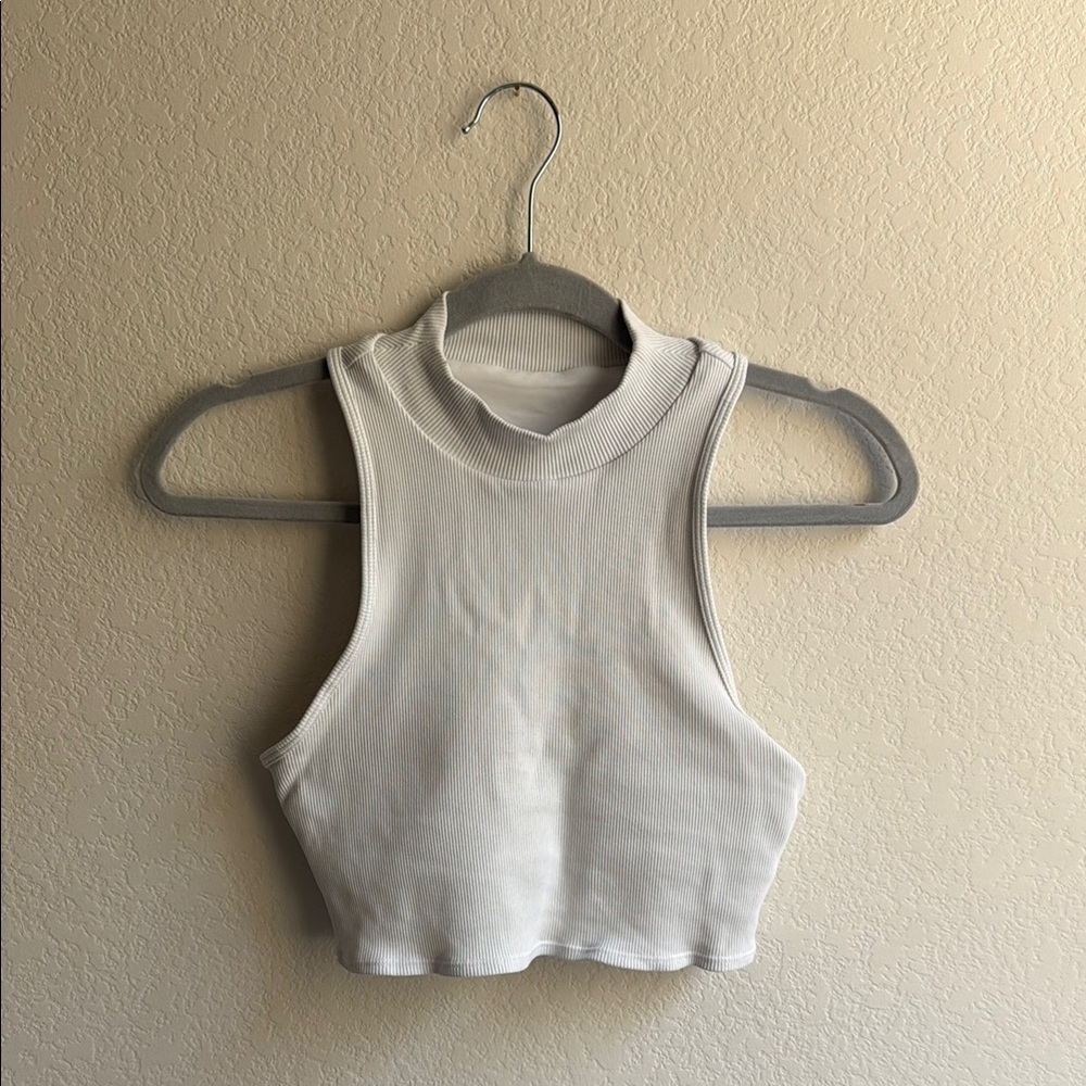 ALO Yoga White Ribbed Tank Top